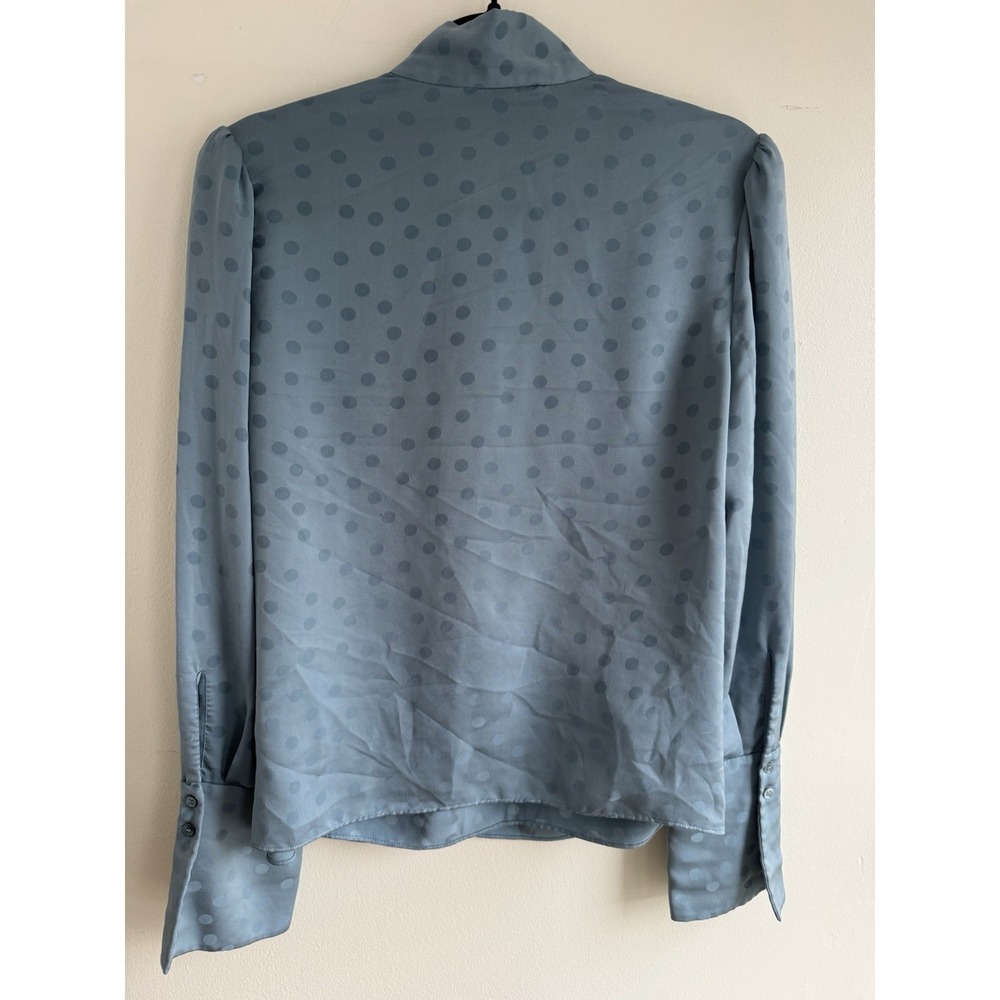Favorite Daughter Blouse Blue Polka Dot Faux Wrap Size M - Picture 4 of 10